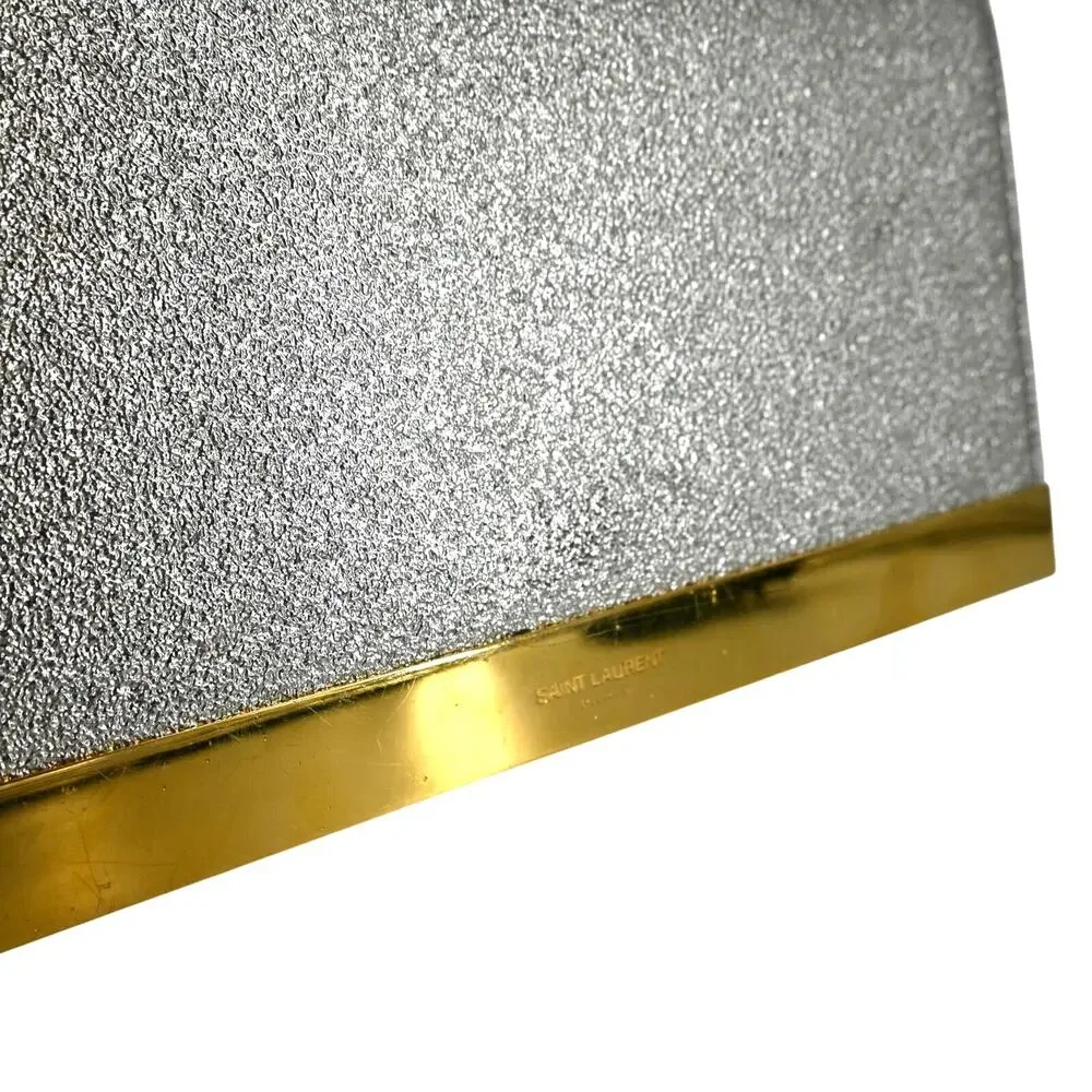 Saint Laurent Champagne Metallic Leather Clutch